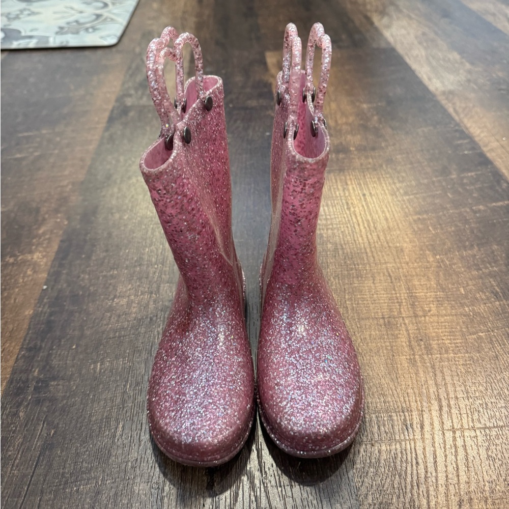 Girls Pink Glitter Rain Boots size 10